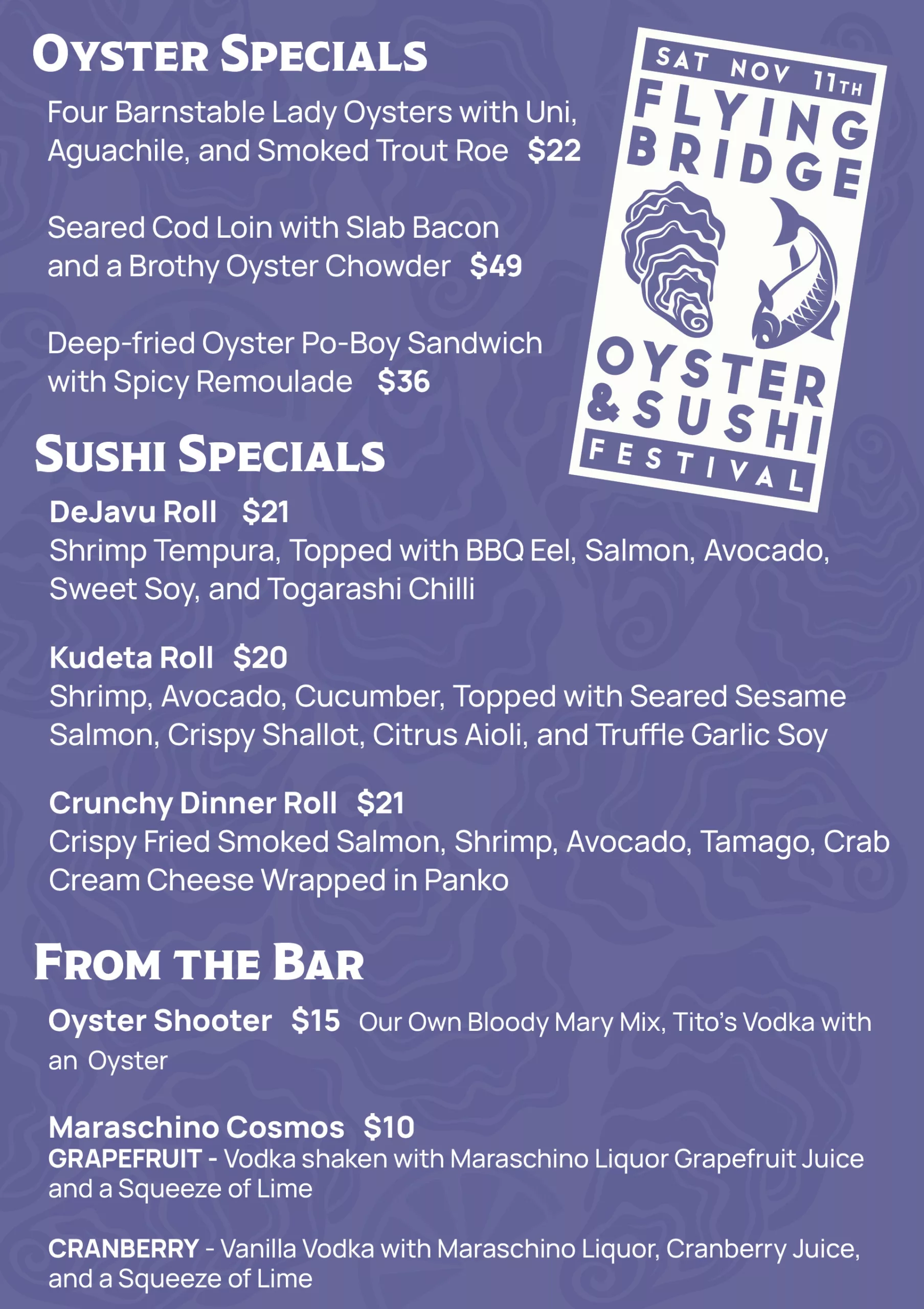 Sushi & Oyster Festival Specials